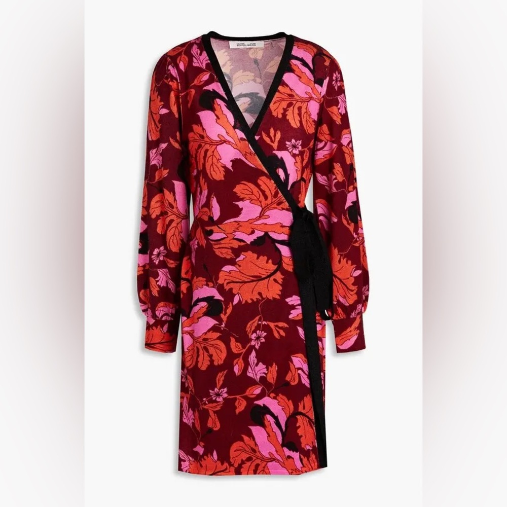 Diane Von Furstenberg Red and Pink Floral Midi Dress